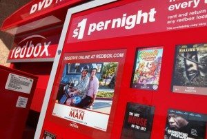 SAN RAFAEL, CA - AUGUST 14: Movie titles are displayed on a RedBox video rental kiosk August 14, 2009 in San Rafael, California. Movie studios are making an attempt to limit new release movies to the fast growing DVD rental kiosk company RedBox in protest of their extremely low rental prices. (Photo by Justin Sullivan/Getty Images)